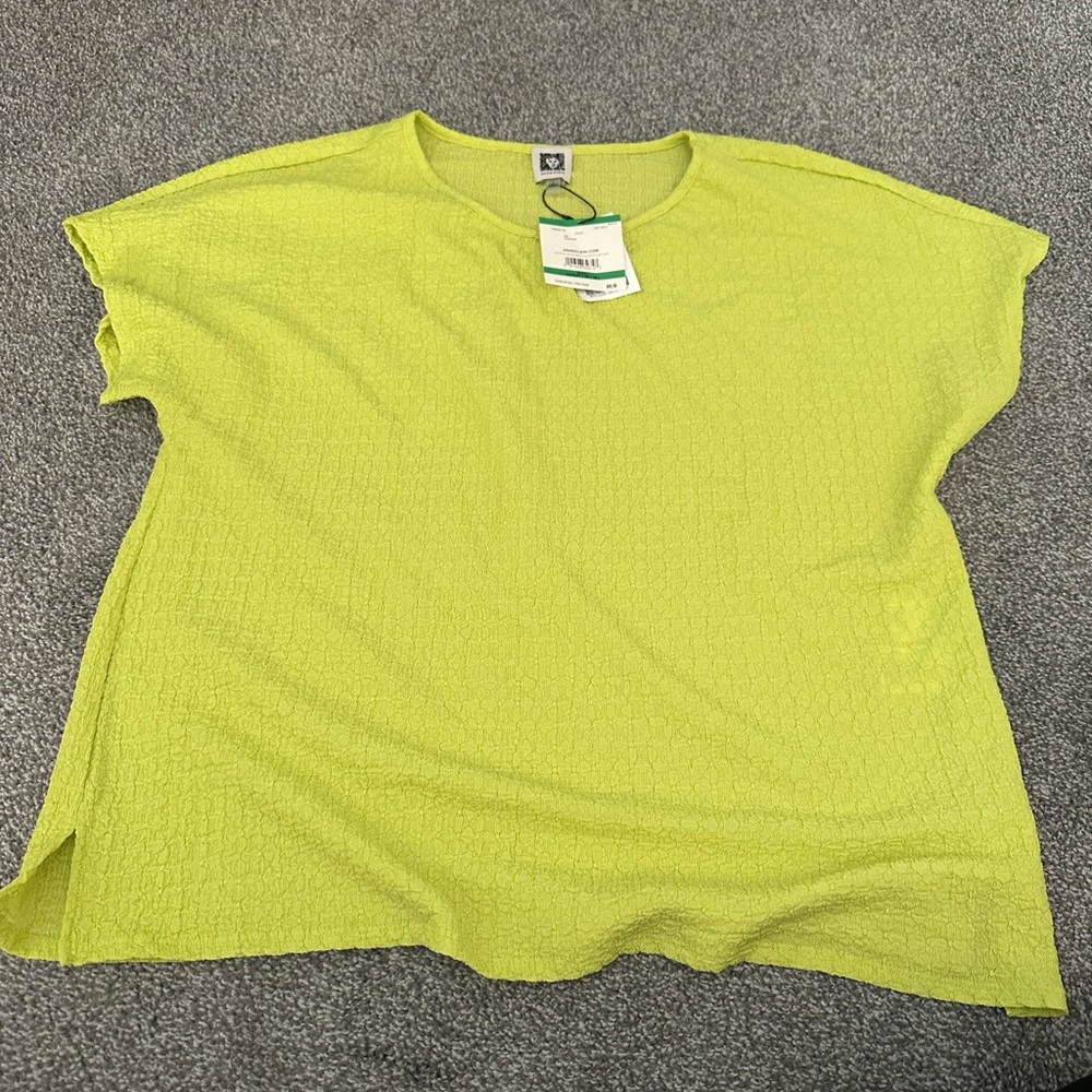 Anne Klein Vibrant Green Textured Blouse